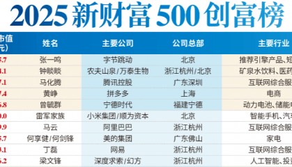 超1846亿！DeepSeek梁文锋成国内最年轻前十大富豪，张一鸣以4816亿身家问鼎首富