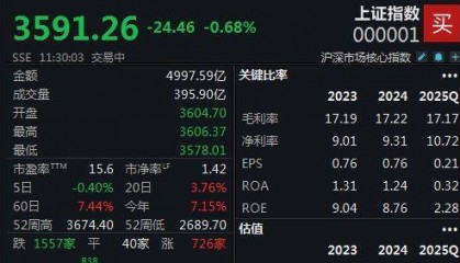 半日下跌0.68%，沪指失守3600点大关
