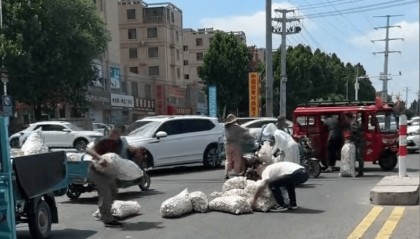 多人哄抢掉地大蒜，遭人呵斥也无济于事……市民：不应占这种小便宜